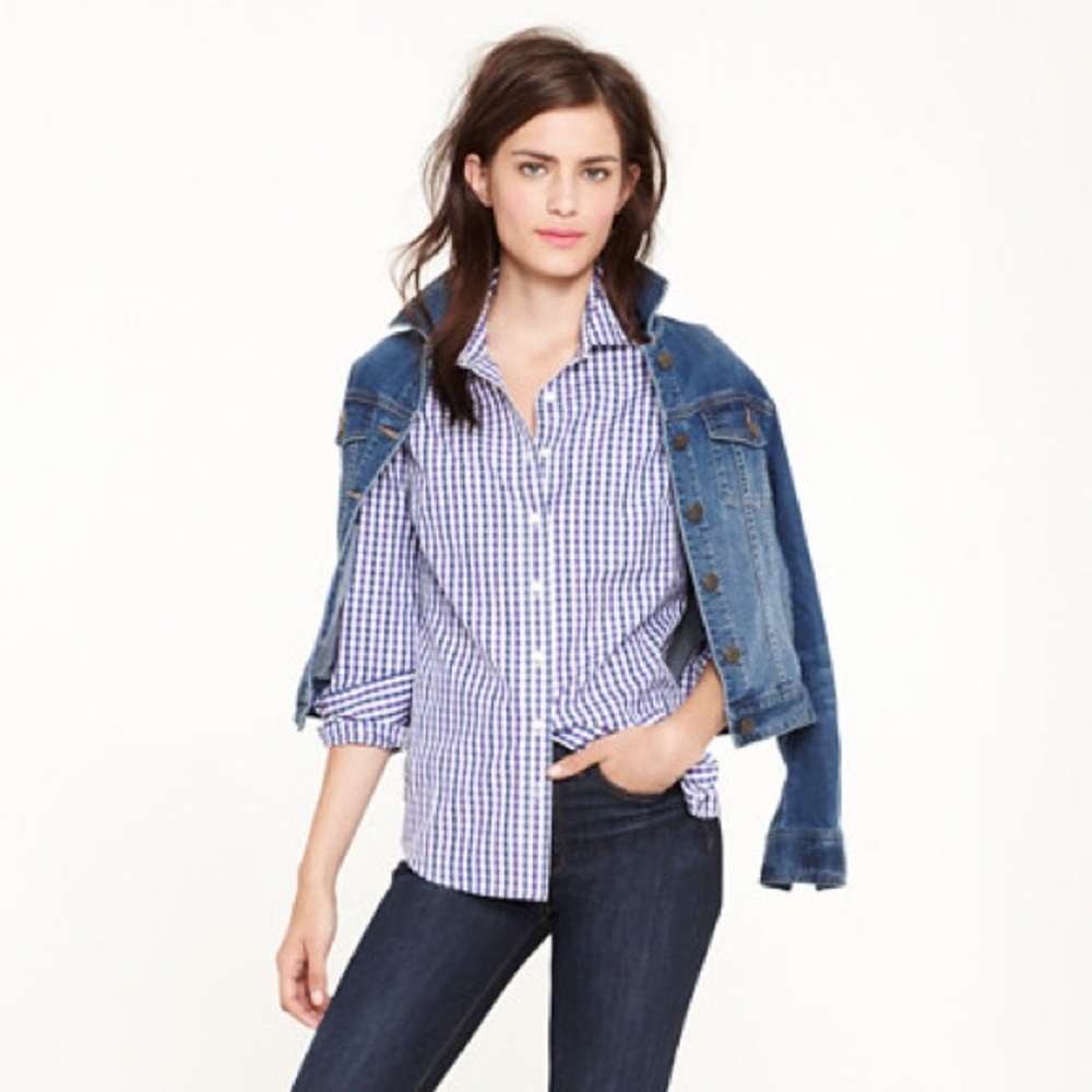 J. Crew The Perfect Shirt in Suckered Mini-Gingham